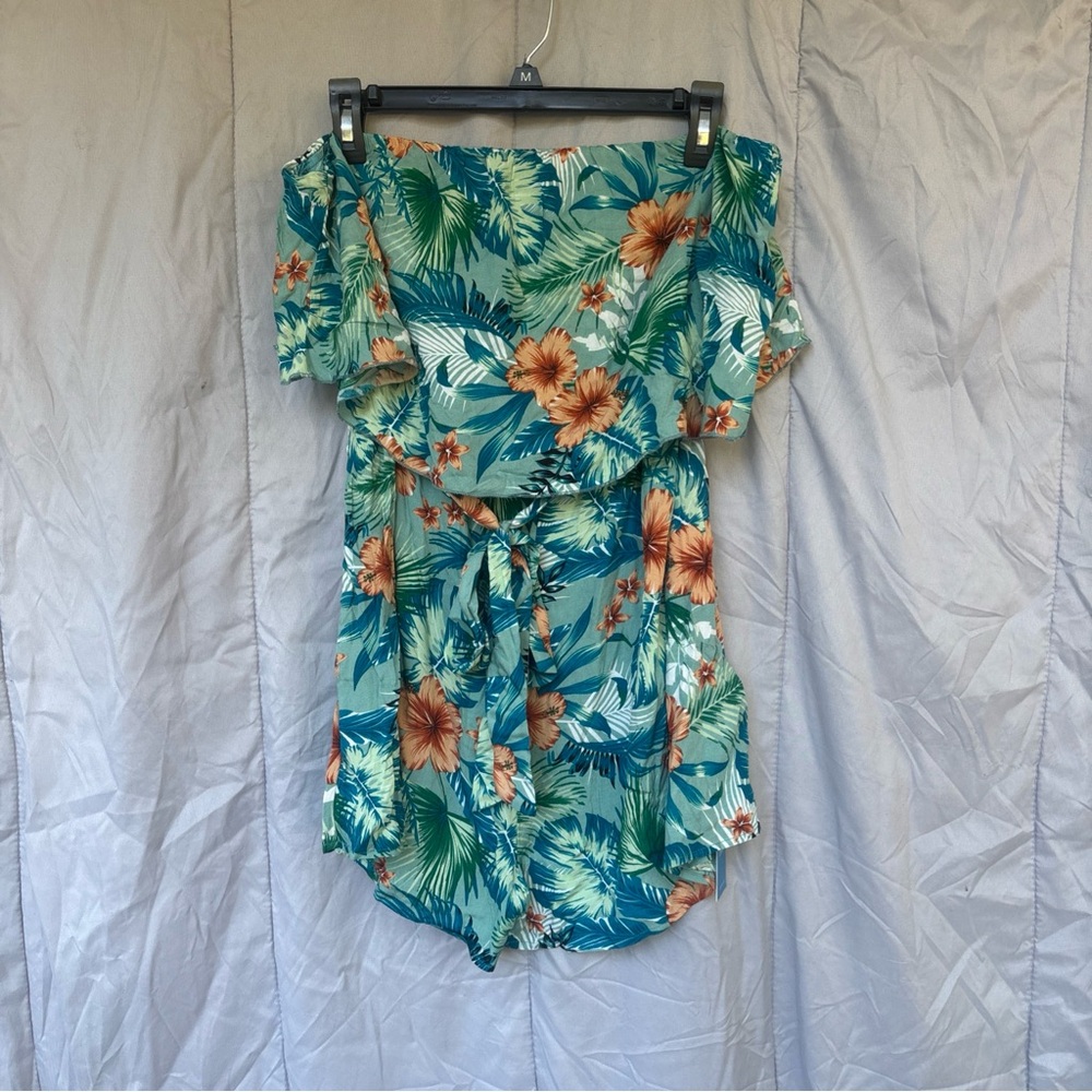 Cupshe Tropical Floral Jumpsuit - Green and Orange